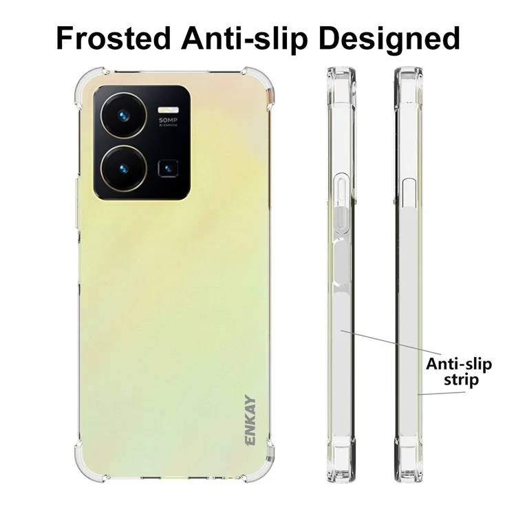 Enkay Hat Prince Para Vivo Y35 4G (2022) Case de Teléfono TPU Flexible Absorción de Choque de la Tira Anti-slip Absorción de Choque Trasero