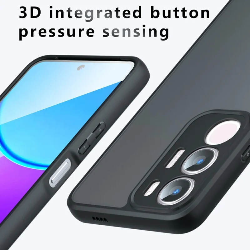 For vivo Y29 5G  /  Y19s 4G Case Skin-Touch TPU + PC Matte Phone Back Cover, Transparent Black