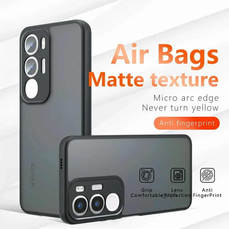 For vivo Y29 5G  /  Y19s 4G Case Skin-Touch TPU + PC Matte Phone Back Cover, Transparent Black