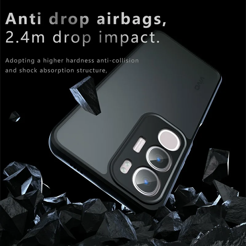For vivo Y29 5G  /  Y19s 4G Case Skin-Touch TPU + PC Matte Phone Back Cover, Transparent Black