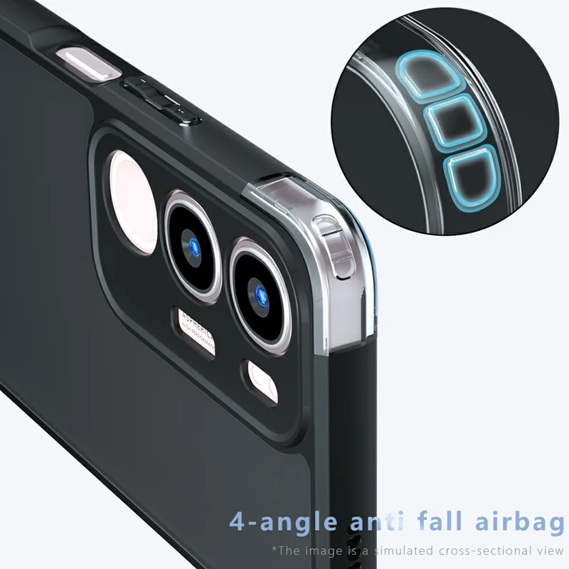 For vivo Y29 5G  /  Y19s 4G Case Skin-Touch TPU + PC Matte Phone Back Cover, Transparent Black