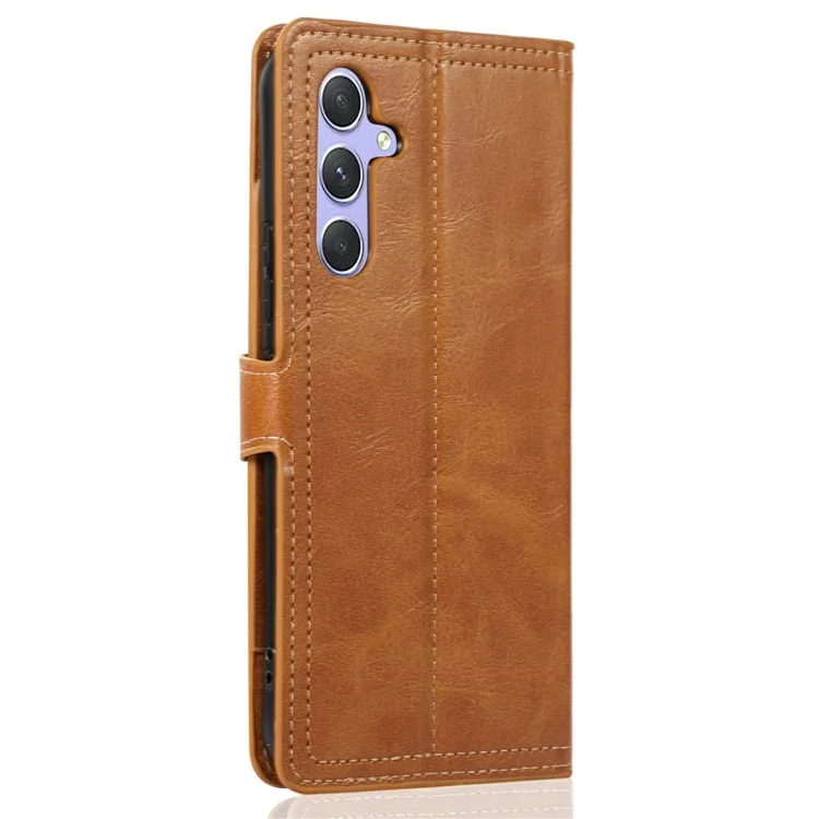 For Samsung Galaxy S25 Case Zipper Flip Leather Phone Cover with Card Holder - Orange