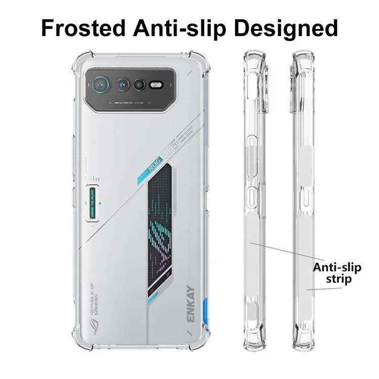 ENKAY HAT PRINCE For Asus ROG Phone 6 5G Clear TPU Reinforced Corner Phone Case Anti-slip Strip Edge Shockproof Protective Cover