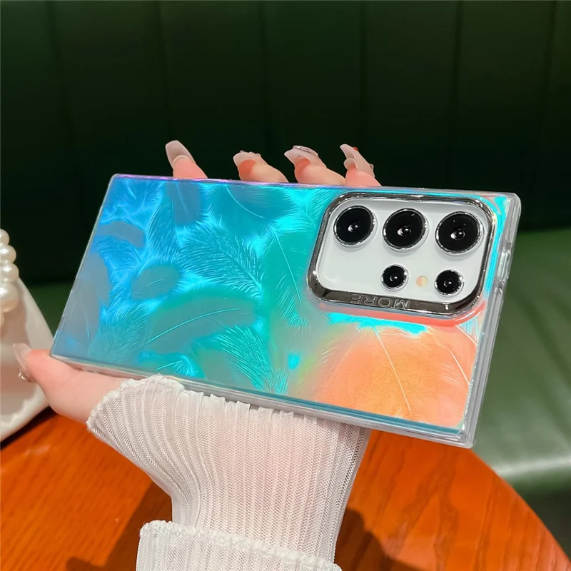 For Samsung Galaxy S25 Ultra Case PC + TPU IMD Laser Texture Matte Phone Cover - AK1