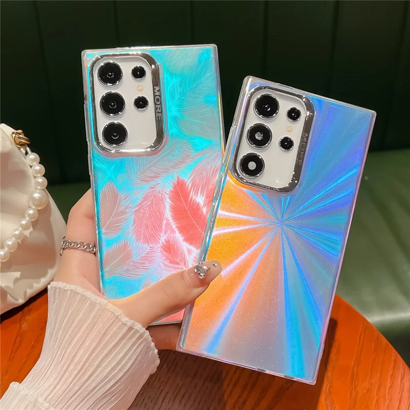 For Samsung Galaxy S25 Ultra Case PC + TPU IMD Laser Texture Matte Phone Cover - AK1