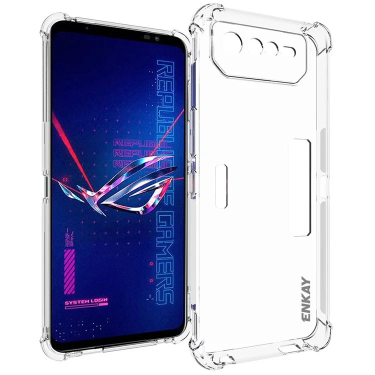 Enkay Hat Prince Pour Asus ROG Téléphone 6 Pro 5G Corner Renforcé Clair Téléphone Case de Protection TPU TPU Anti-slip Strip Edge Couverture de Protection