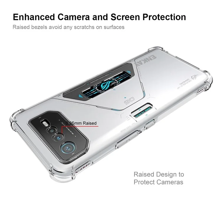 ENKAY HAT PRINCE Pour Asus ROG Phone 6 Pro 5G Étui de protection transparent renforcé aux coins Étui de protection Flexible TPU Anti-slip Bande de protection des bords