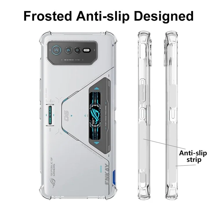 ENKAY HAT PRINCE Pour Asus ROG Phone 6 Pro 5G Étui de protection transparent renforcé aux coins Étui de protection Flexible TPU Anti-slip Bande de protection des bords