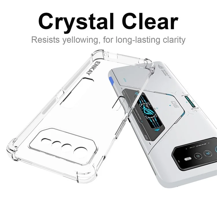 ENKAY HAT PRINCE Pour Asus ROG Phone 6 Pro 5G Étui de protection transparent renforcé aux coins Étui de protection Flexible TPU Anti-slip Bande de protection des bords