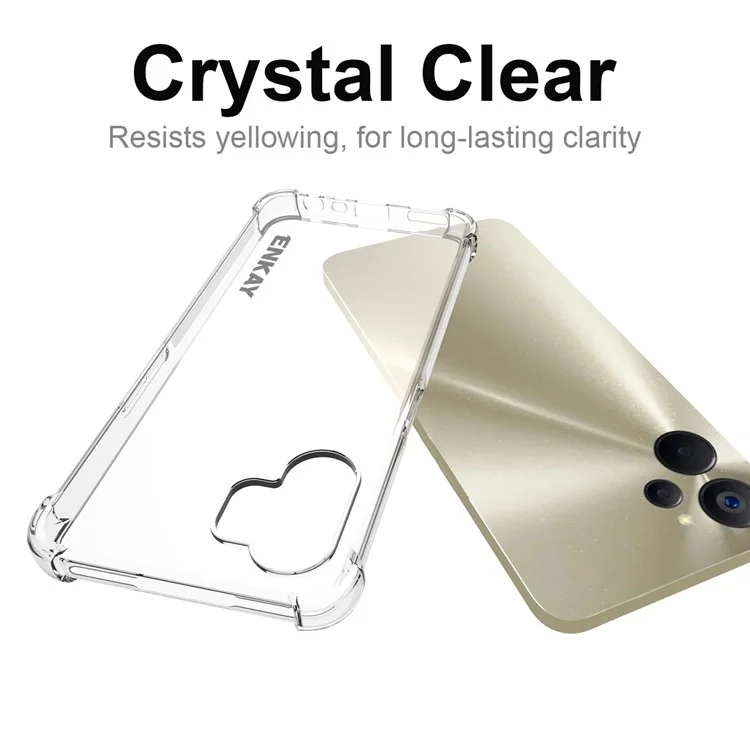 ENKAY HAT PRINCE Crystal Clear TPU Phone Case For Realme 9i 5G / 10 5G, Thickened Corners Phone Shell with Anti-slip Strip Edge Anti-fall Transparent Back Cover