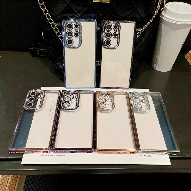 Für Samsung Galaxy S25 Ultra Hülle Klare TPU Handyhülle mit Glitter Linsenfilm - Gold