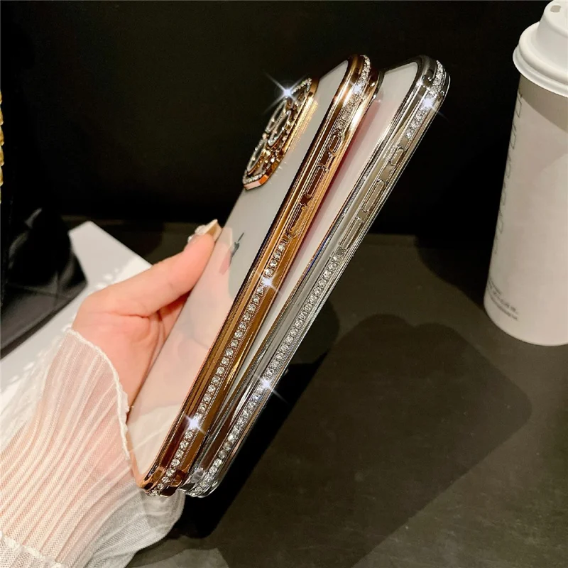 For iPhone 16 Pro Max Case Clear TPU Phone Cover with Glitter Lens Film - Blue