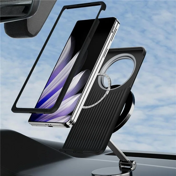 ABEEL For Oppo Find N5 5G Case Compatible with MagSafe PC TPU Aluminum Alloy PU Phone Back Cover