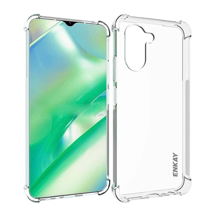 Enkay Hat Prince Para Realme C33 4G Crystal Clear Cover Soft TPU Anti-slip Strip Edge Protección de la Esquina Caja de Teléfono Del Teléfono