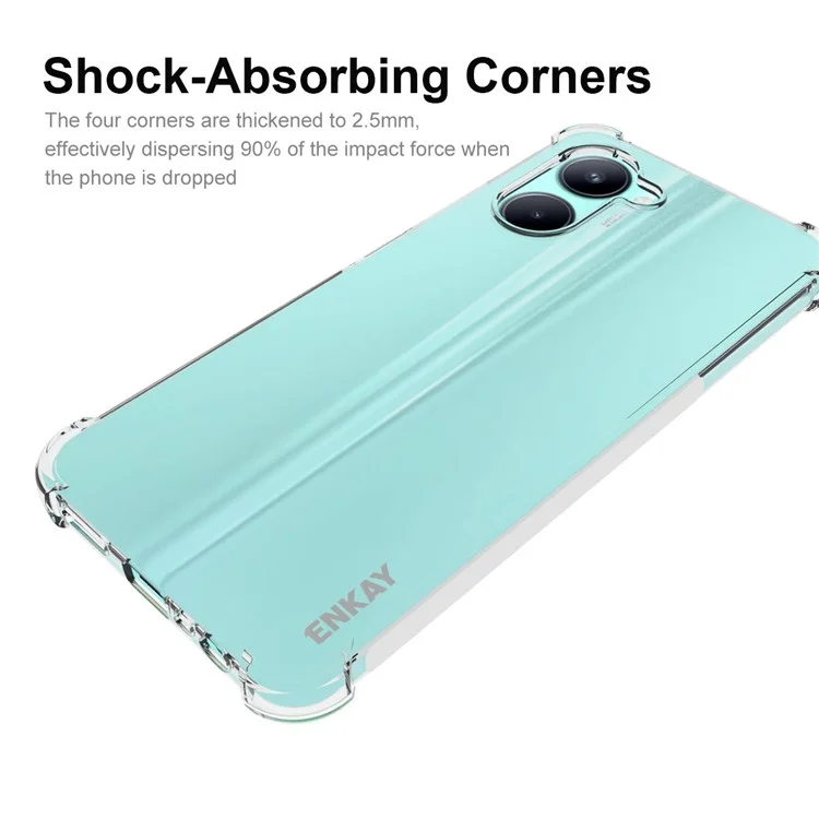 Enkay Hat Prince Para Realme C33 4G Crystal Clear Cover Soft TPU Anti-slip Strip Edge Protección de la Esquina Caja de Teléfono Del Teléfono
