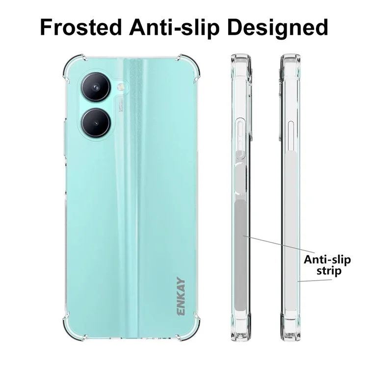 Enkay Hat Prince Para Realme C33 4G Crystal Clear Cover Soft TPU Anti-slip Strip Edge Protección de la Esquina Caja de Teléfono Del Teléfono