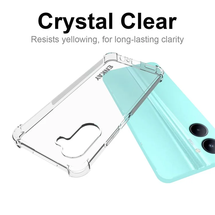 Enkay Hat Prince Para Realme C33 4G Crystal Clear Cover Soft TPU Anti-slip Strip Edge Protección de la Esquina Caja de Teléfono Del Teléfono