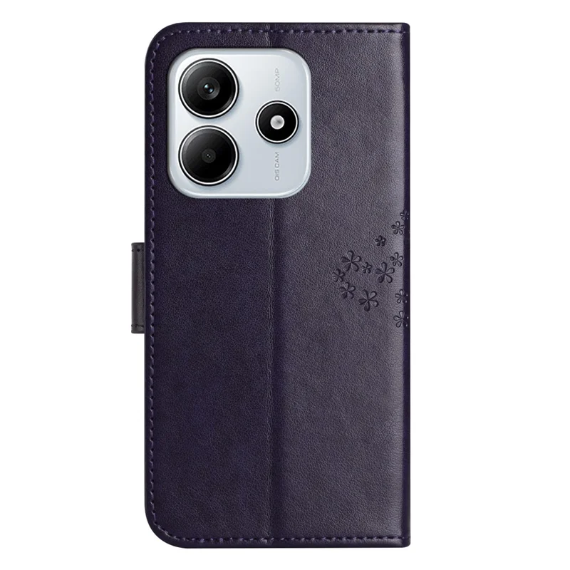 For Xiaomi Redmi Note 14 4G (164.84mm) Case PU Leather Owl Tree Imprinted Wallet Phone Cover - Dark Blue