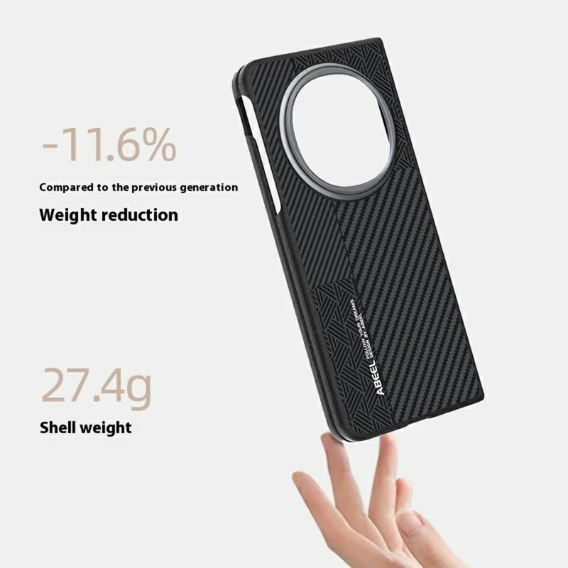 Funda ABEEL para Oppo Find N5 5G de PC + TPU + Aleación de Aluminio + Cuero PU Compatible con MagSafe - Textura 1