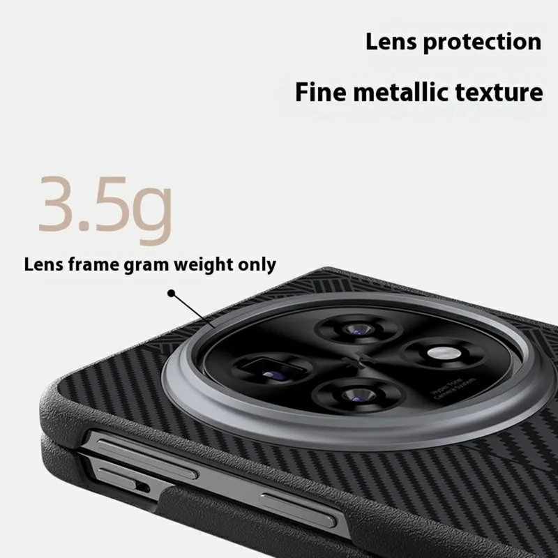 Funda ABEEL para Oppo Find N5 5G de PC + TPU + Aleación de Aluminio + Cuero PU Compatible con MagSafe - Textura 1
