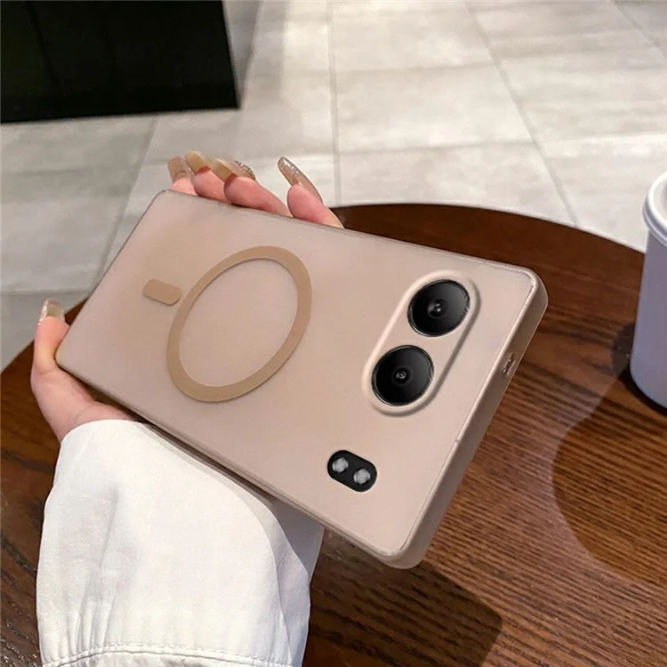 For OnePlus Nord 4 Magnetic Case Compatible with MagSafe Frosted PC Phone Cover with Camera Lens Protector - Desert Gold