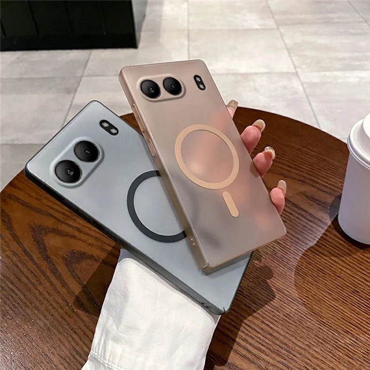 For OnePlus Nord 4 Magnetic Case Compatible with MagSafe Frosted PC Phone Cover with Camera Lens Protector - Desert Gold