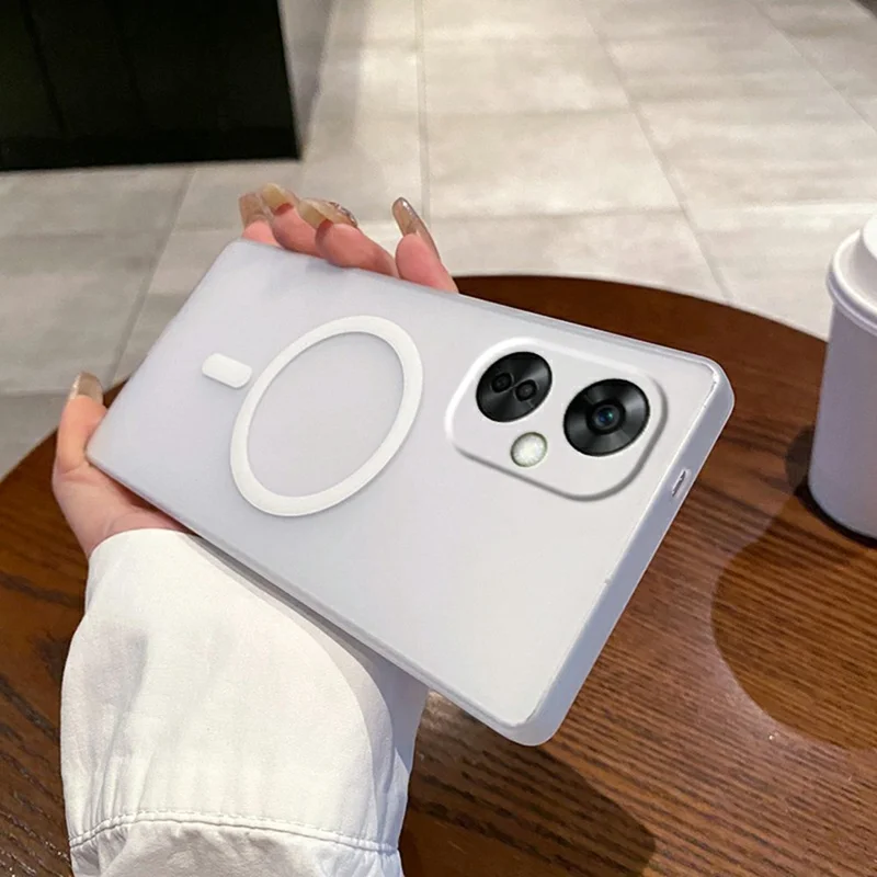 For OnePlus Nord CE 3 Lite 5G / Nord N30 5G Magnetic Case Frosted PC Phone Cover with Camera Lens Protector - Transparent White