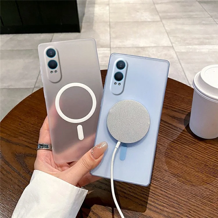For OnePlus Nord CE4 Lite 5G Magnetic Case Compatible with MagSafe Frosted PC Phone Cover with Camera Lens Protector - Desert Gold