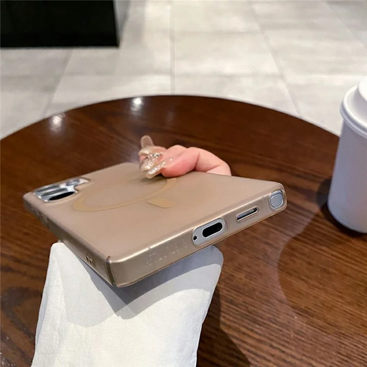 For OnePlus Nord CE4 Lite 5G Magnetic Case Compatible with MagSafe Frosted PC Phone Cover with Camera Lens Protector - Desert Gold