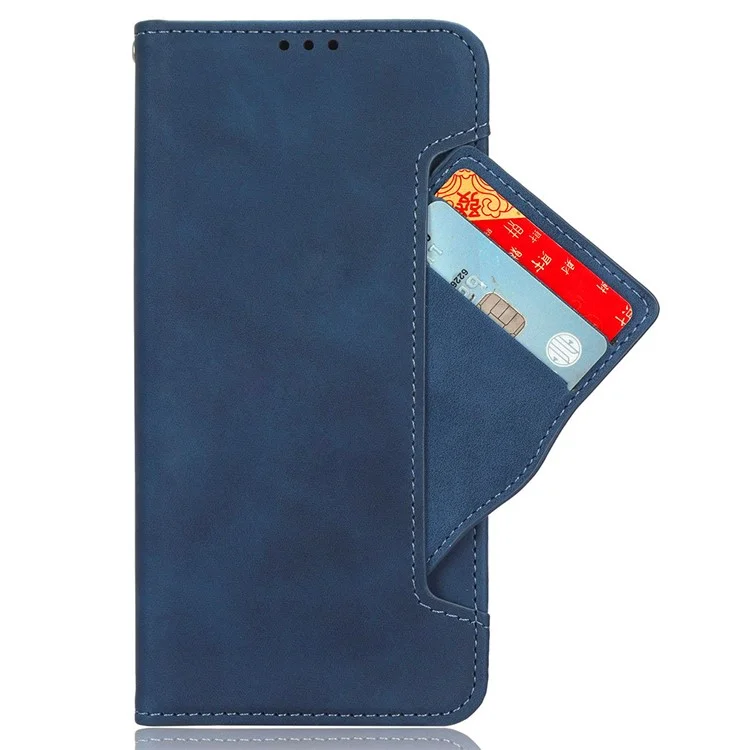 Für Motorola Moto G (2025) 5G / G 5G (2025) Lederetui Handyhülle Brieftasche mit mehreren Kartenfächern - Blau