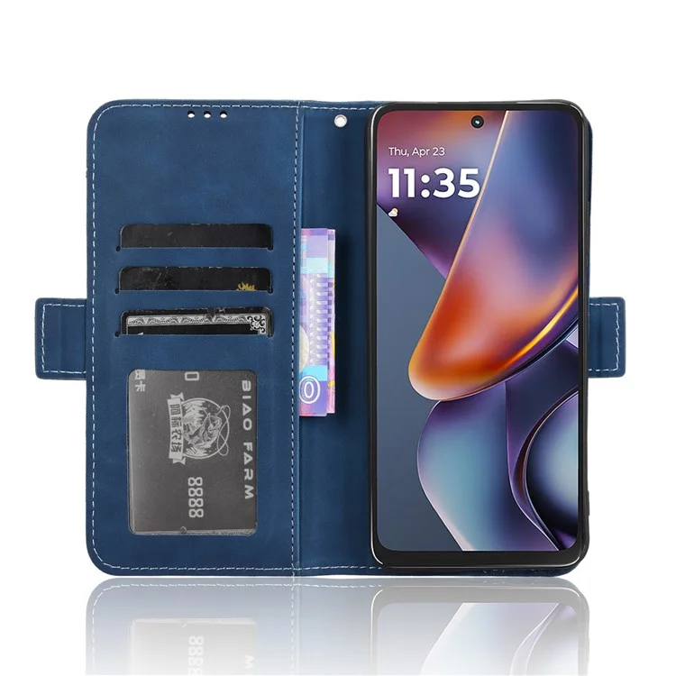 Für Motorola Moto G (2025) 5G / G 5G (2025) Lederetui Handyhülle Brieftasche mit mehreren Kartenfächern - Blau