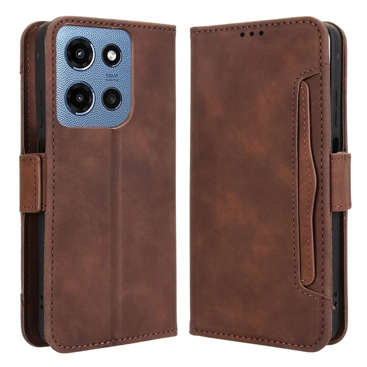 Funda de Cuero para Motorola Moto G (2025) 5G / G 5G (2025) con Cartera y Varios Compartimentos para Tarjetas - Marrón