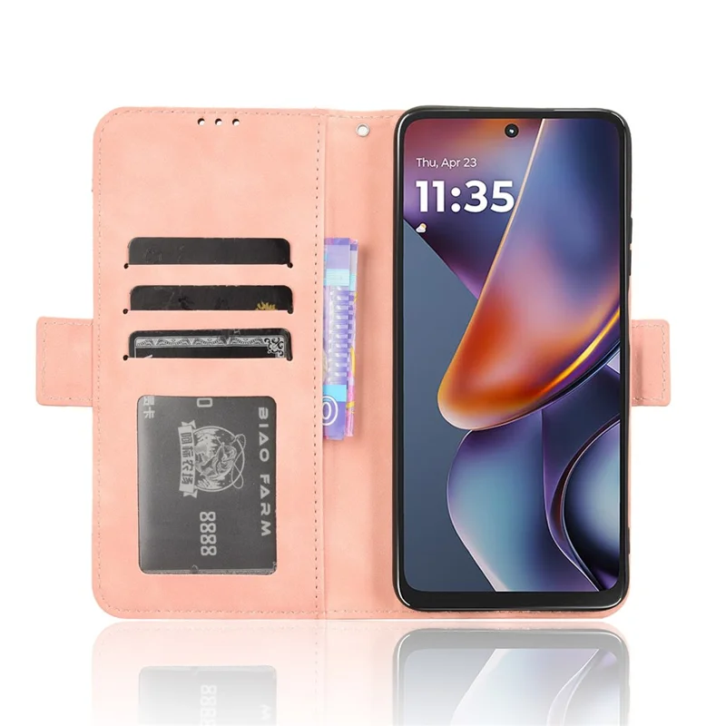 For Motorola Moto G (2025) 5G / G 5G (2025) Leather Case Phone Wallet Cover with Multiple Card Slots - Pink
