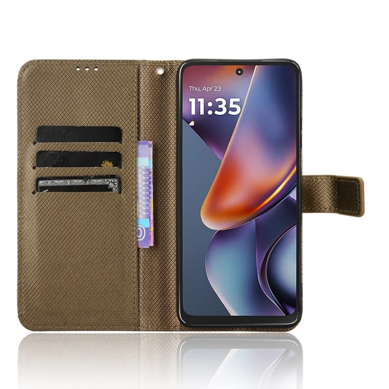 For Motorola Moto G Play (2025) 4G / G Power (2025) Case PU Leather Diamond Texture Wallet Phone Cover - Brown