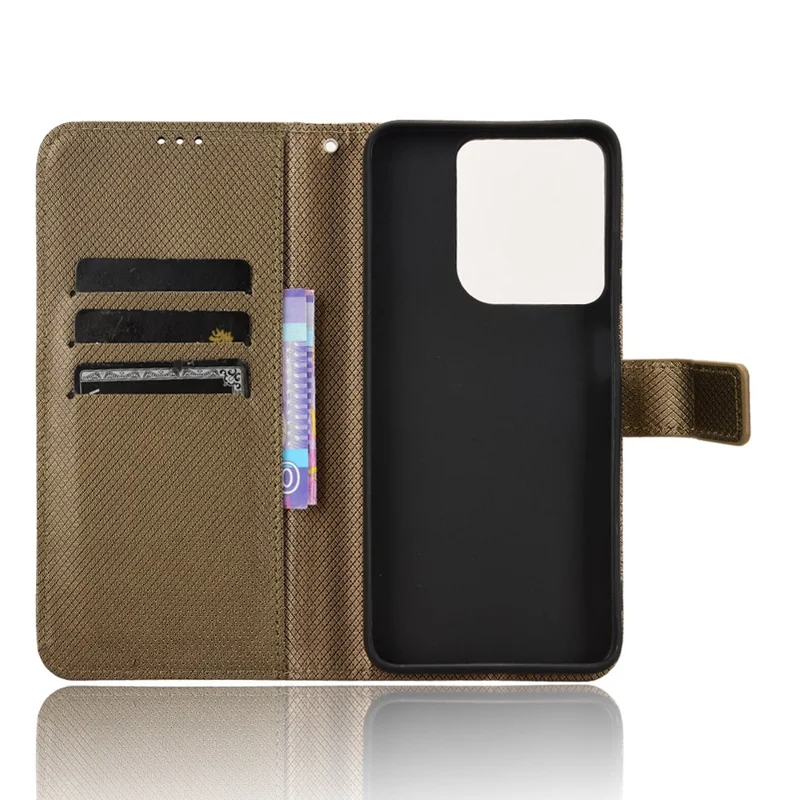 For Motorola Moto G Play (2025) 4G / G Power (2025) Case PU Leather Diamond Texture Wallet Phone Cover - Brown