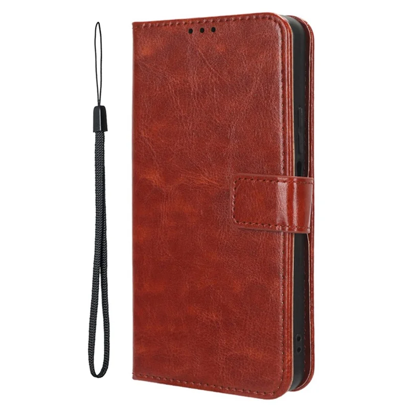 Funda tipo cartera de cuero PU con textura de caballo loco para Samsung Galaxy S25 Ultra - Marrón