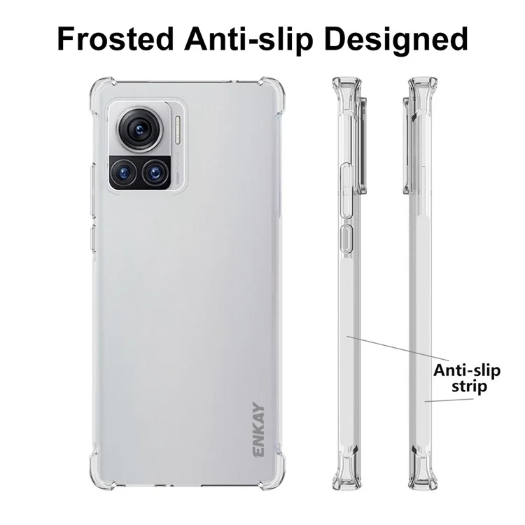 ENKAY HAT PRINCE Für Motorola Moto X30 Pro 5G / Edge 30 Ultra 5G Verstärkte Ecken Handyhülle Anti-Drop TPU-Abdeckung mit Anti-Rutsch-Streifen-Kante