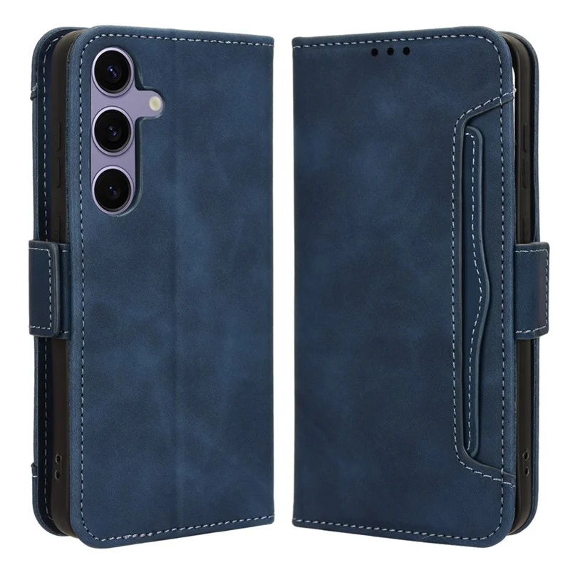 Voor Samsung Galaxy S25+ Leren Hoesje Telefoonportemonnee met Meerdere Kaartvakken - Blauw
