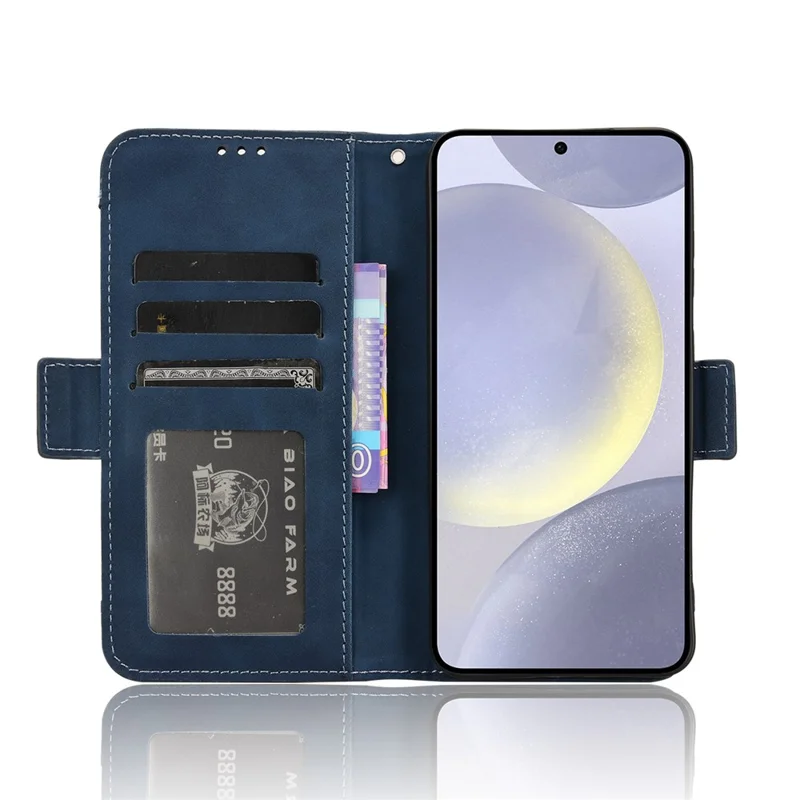 Voor Samsung Galaxy S25+ Leren Hoesje Telefoonportemonnee met Meerdere Kaartvakken - Blauw