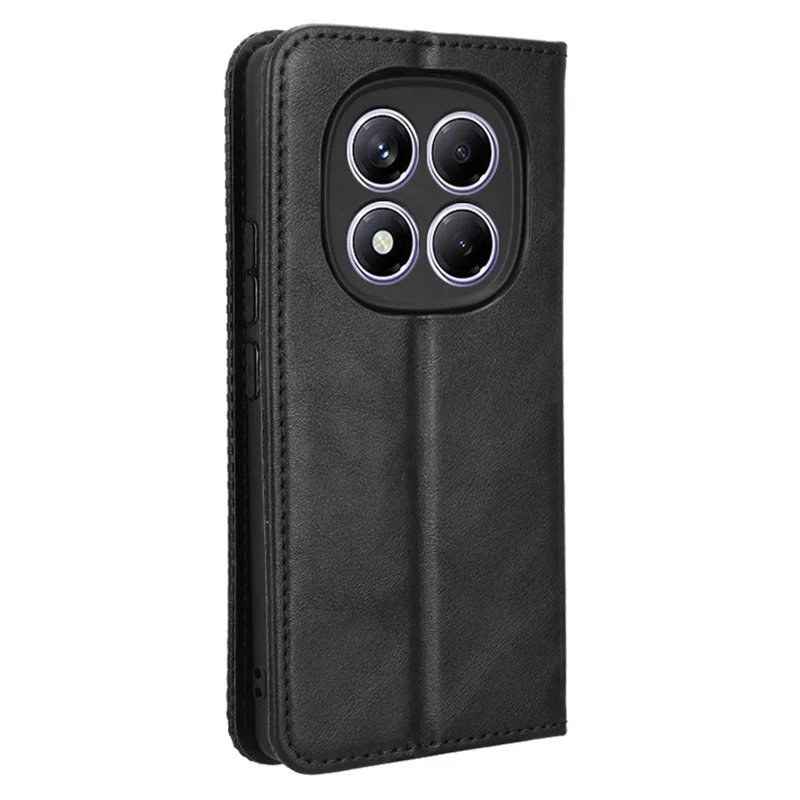 Til Xiaomi Redmi Note 14 Pro 4G Tasker Wallet Ståplader Retro Struktur Læder Telefondæksel - Sort