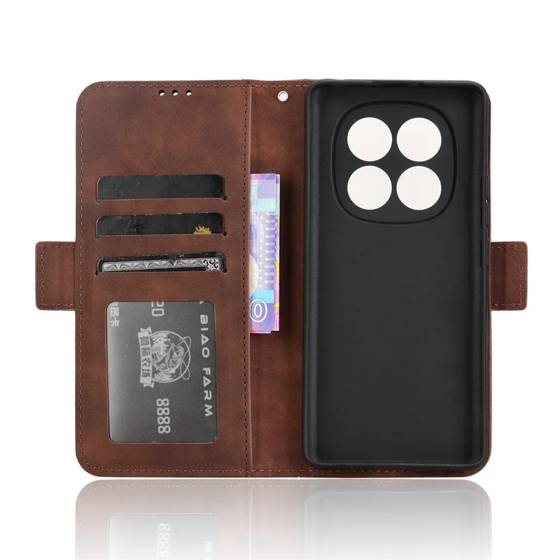For Xiaomi Redmi Note 14 Pro 4G Case Leather Phone Wallet Cover with Multiple Card Slots - Brown