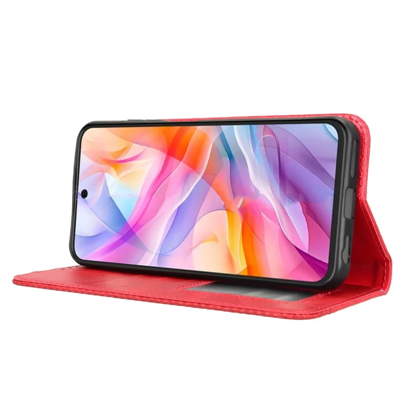 Phone Case For ZTE Blade V70 Design / nubia V70 Design / Blade V70 Vita Wallet Stand Retro Texture Leather Phone Cover - Red