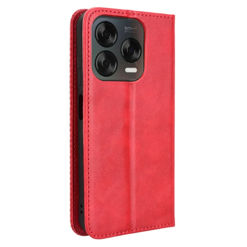 Phone Case For ZTE Blade V70 Design / nubia V70 Design / Blade V70 Vita Wallet Stand Retro Texture Leather Phone Cover - Red