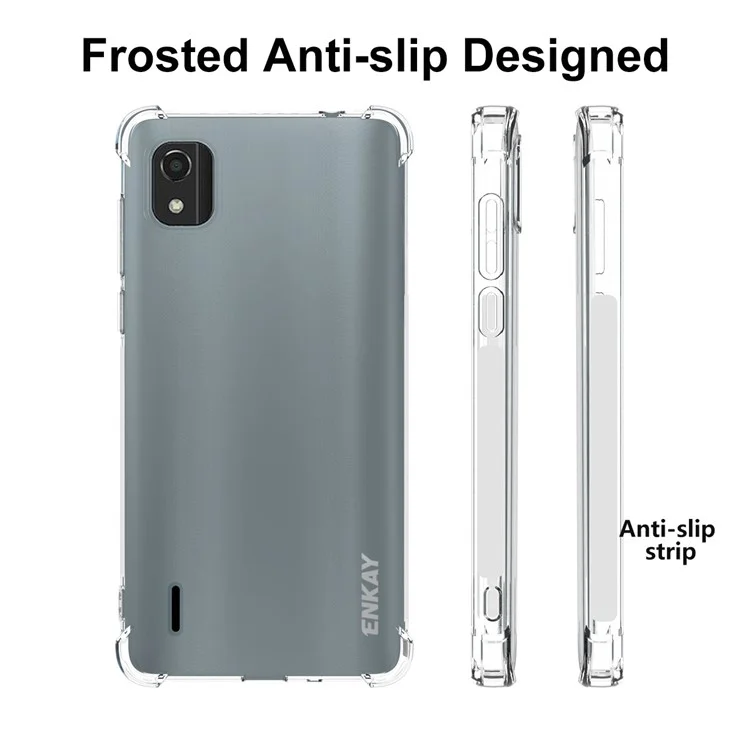 Enkay Hat Prince Para Nokia C2 2nd Edition Mayor Corner Bajas TPU Telepu Case de Protección de Borde Anti-slip Strip Borde