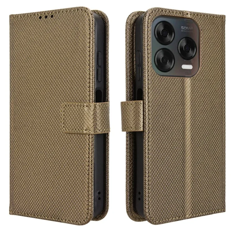 Phone Case For ZTE Blade V70 Design / Nubia V70 Design / Blade V70 Vita PU Leather Diamond Texture Wallet Cover - Brown