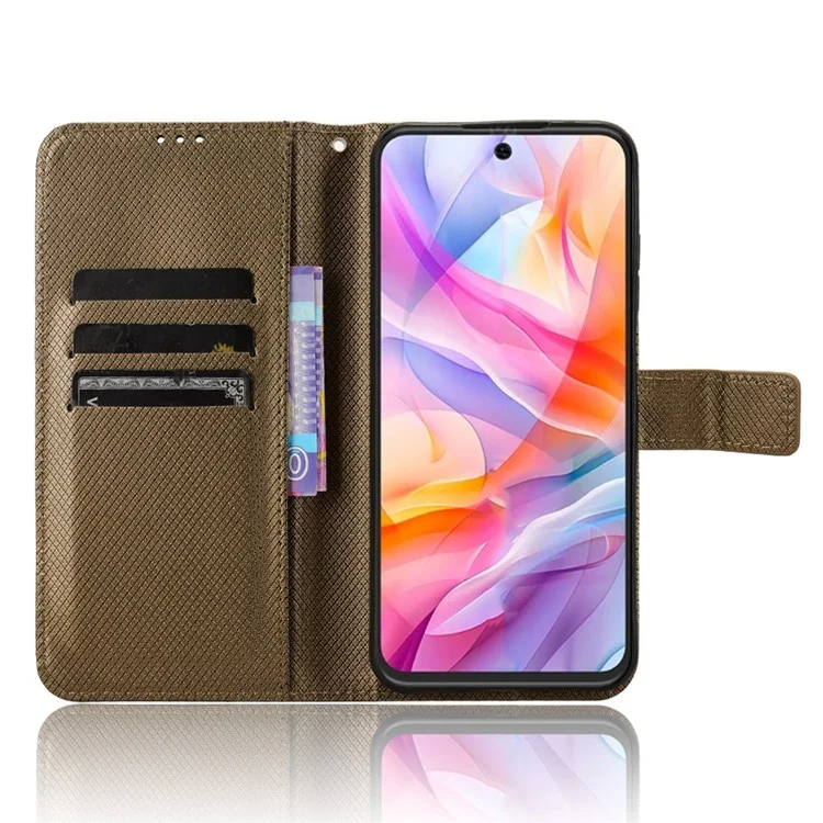 Phone Case For ZTE Blade V70 Design / Nubia V70 Design / Blade V70 Vita PU Leather Diamond Texture Wallet Cover - Brown