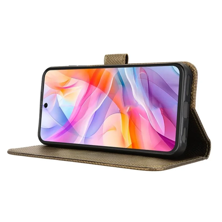 Phone Case For ZTE Blade V70 Design / Nubia V70 Design / Blade V70 Vita PU Leather Diamond Texture Wallet Cover - Brown