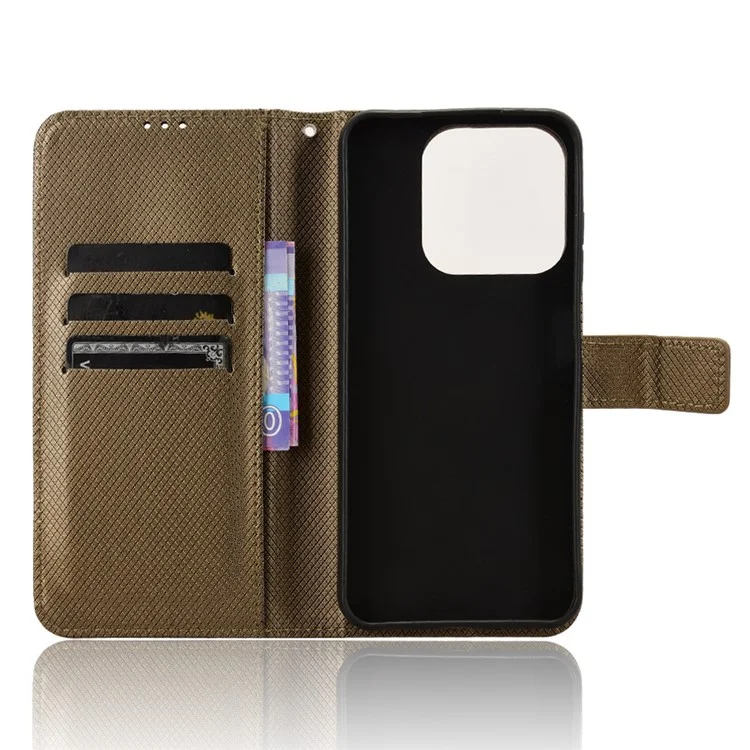 Phone Case For ZTE Blade V70 Design / Nubia V70 Design / Blade V70 Vita PU Leather Diamond Texture Wallet Cover - Brown