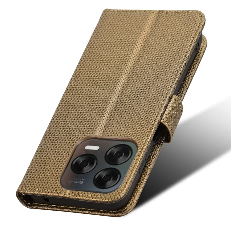 Phone Case For ZTE Blade V70 Design / Nubia V70 Design / Blade V70 Vita PU Leather Diamond Texture Wallet Cover - Brown