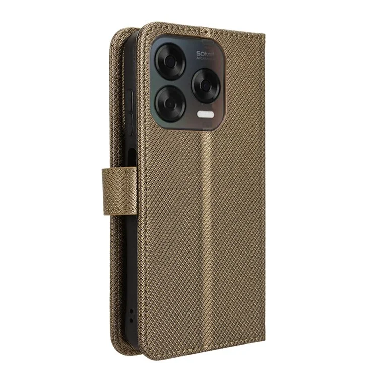 Phone Case For ZTE Blade V70 Design / Nubia V70 Design / Blade V70 Vita PU Leather Diamond Texture Wallet Cover - Brown